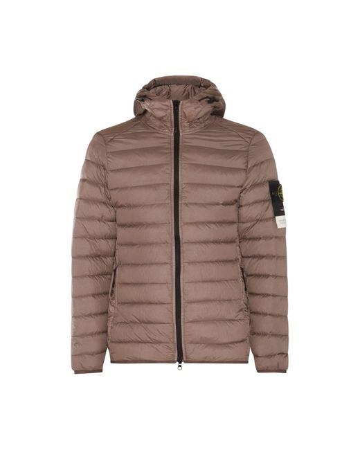 Stone Island Brown Padded Down Jacket for men