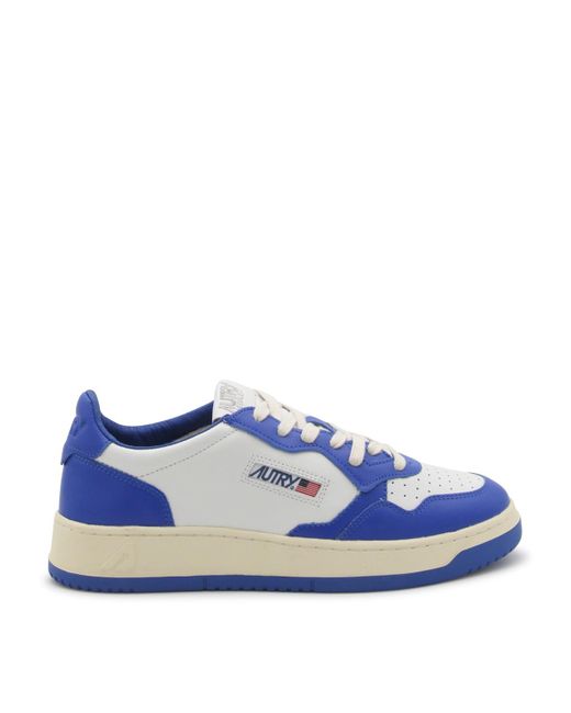 Autry Blue And White Leather Medalist Low Top Sneakers for men