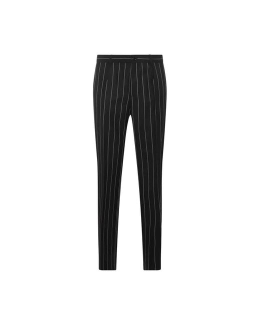 Dolce & Gabbana Black And White Wool Pants for men