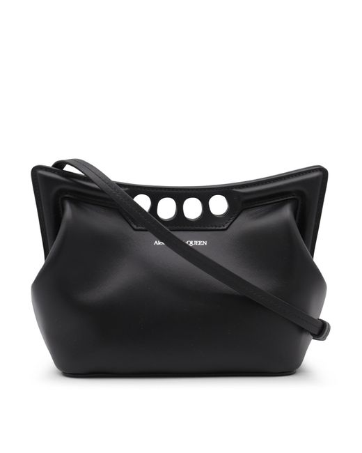 Alexander McQueen Black Leather The Peak Mini Shoulder Bag