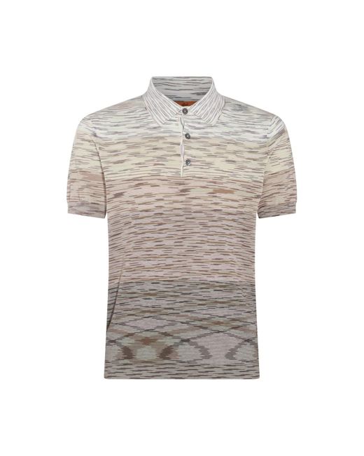 Missoni Gray Beige Multicolour Cotton Polo Shirt for men