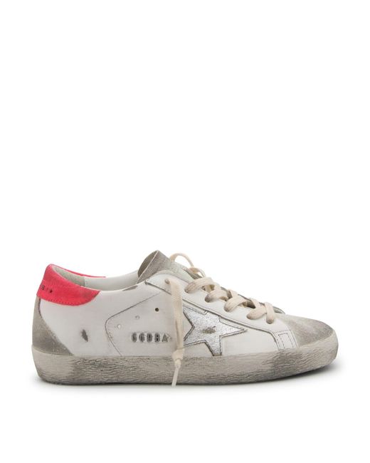 Golden Goose Deluxe Brand Gray White And Fucsia Leather Sneakers