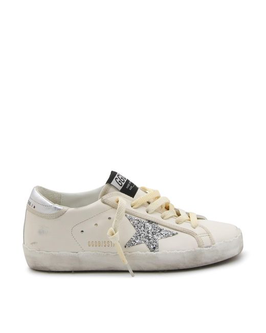 Golden Goose Deluxe Brand Gray White And Silver Leather Sneakers