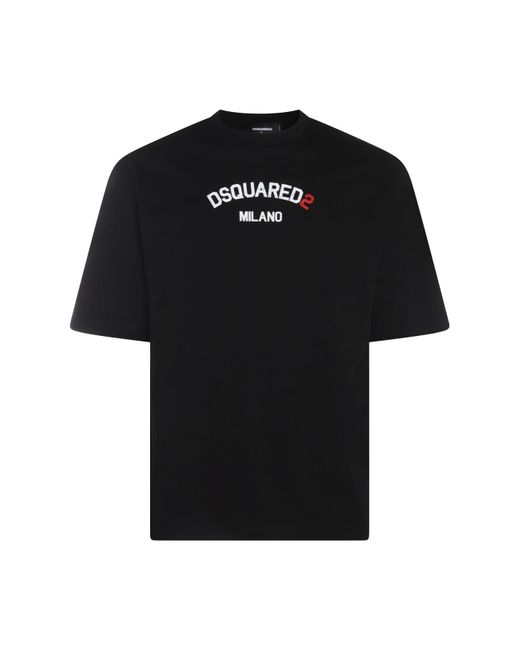 DSquared² Black , White And Red Cotton T-shirt for men