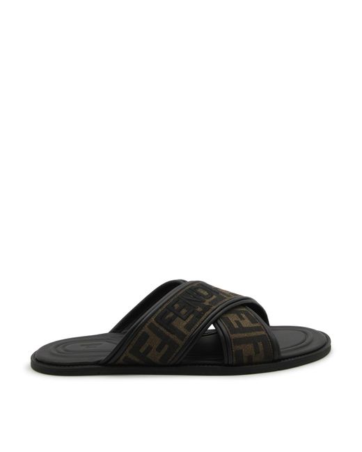 Fendi Black Tobbaco Sandals for men