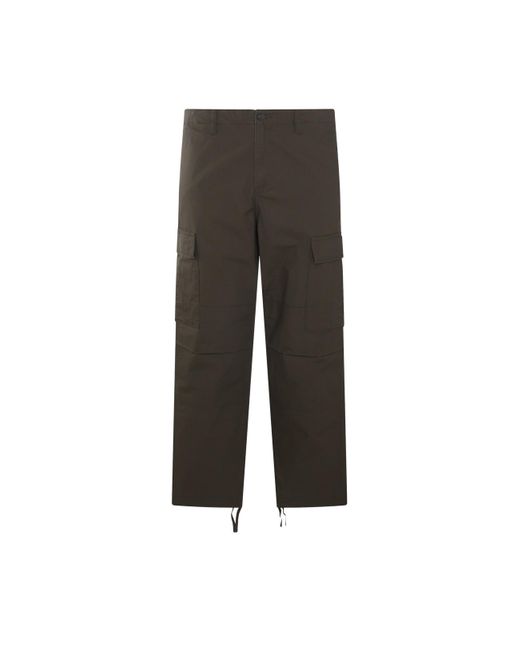 Carhartt Gray Dark Brown Cotton Pants for men