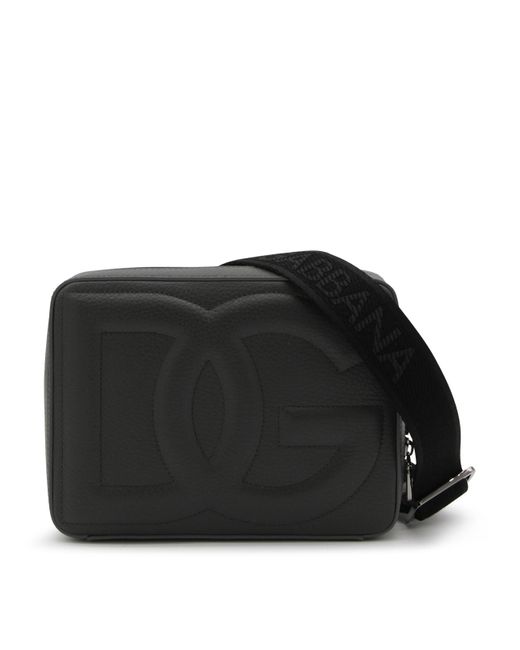 Dolce & Gabbana Black Dark Leather Messenger Bag for men