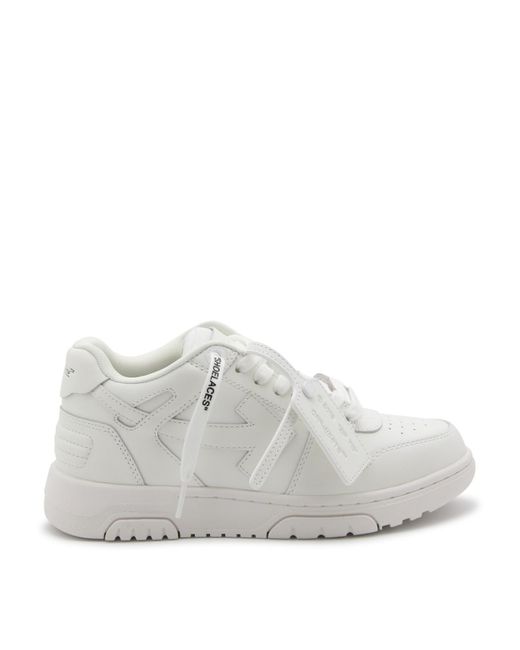 Off-White c/o Virgil Abloh Gray White Leather Out Of Office Sneakers