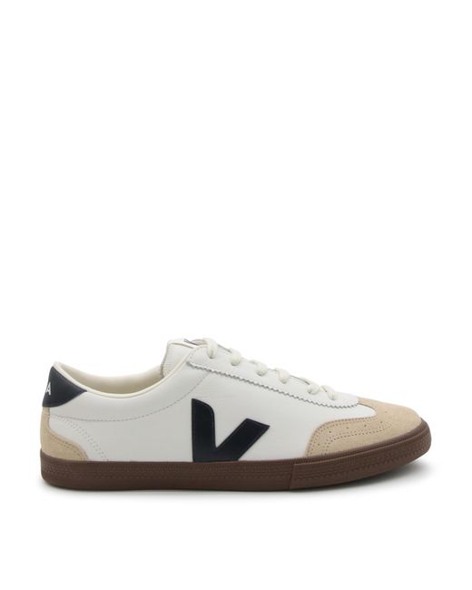 Veja Gray White Leather Volley Sneakers for men