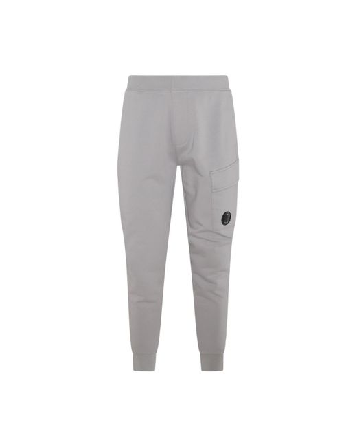 C P Company Gray Light Grey Cotton Track Pants for men