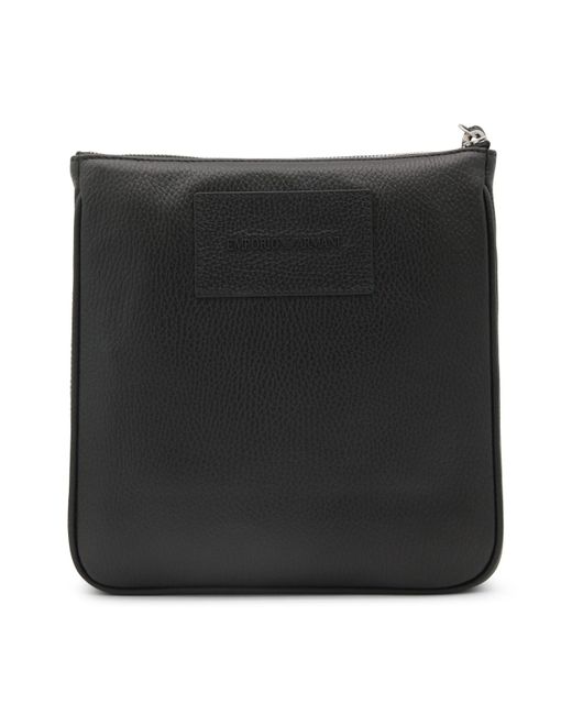 Emporio Armani Black Leather Messenger Bag for Men Lyst