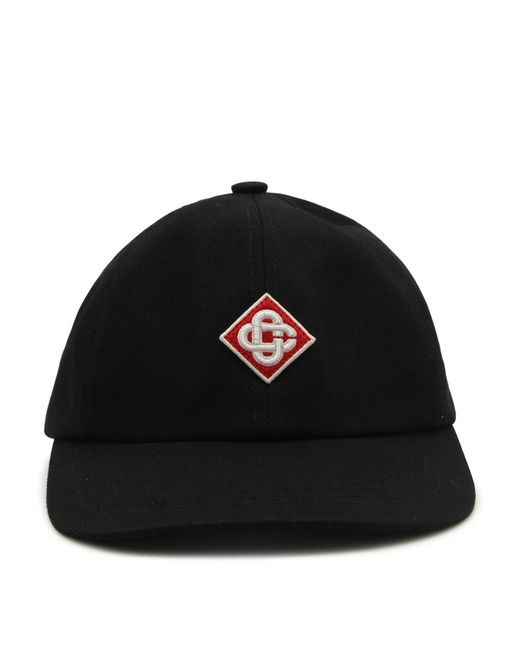 Casablancabrand Black Blue Canvas Logo Baseball Cap for men