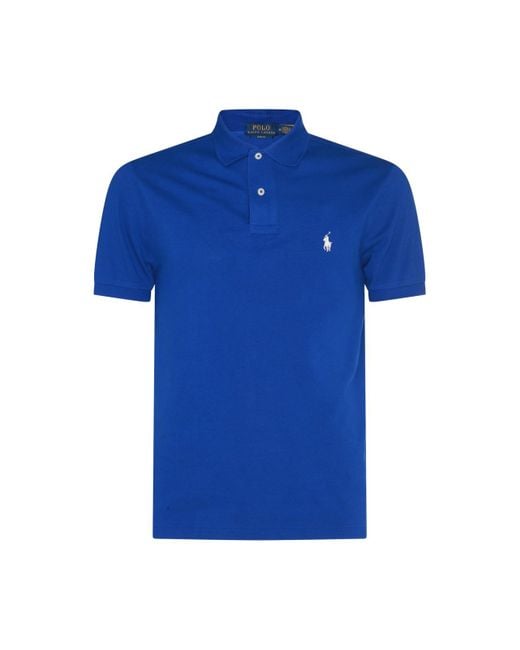 Polo Ralph Lauren Royal Blue And White Cotton Polo Shirt for men