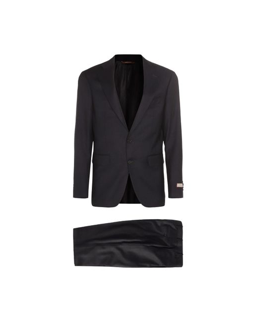 Canali Black Wool Two Pieces Suitt for men