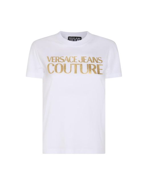 Versace White And Gold-tone Cotton T-shirt