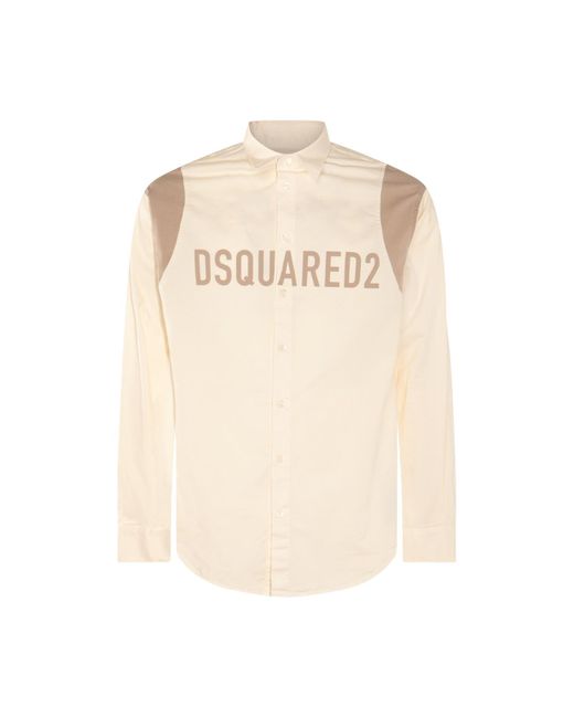 DSquared² Natural Cream And Beige Cotton Blend Shirt for men