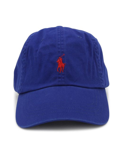 Polo Ralph Lauren Royal Blue And Red Cotton Baseball Cap for men