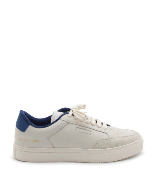 Common Projects Gray White And Blue Leather Sneakers for men