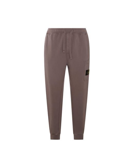 Stone Island Brown Beige Cotton Track Pants for men