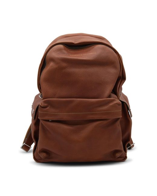 Brunello Cucinelli Brown Leather Backpacks for men