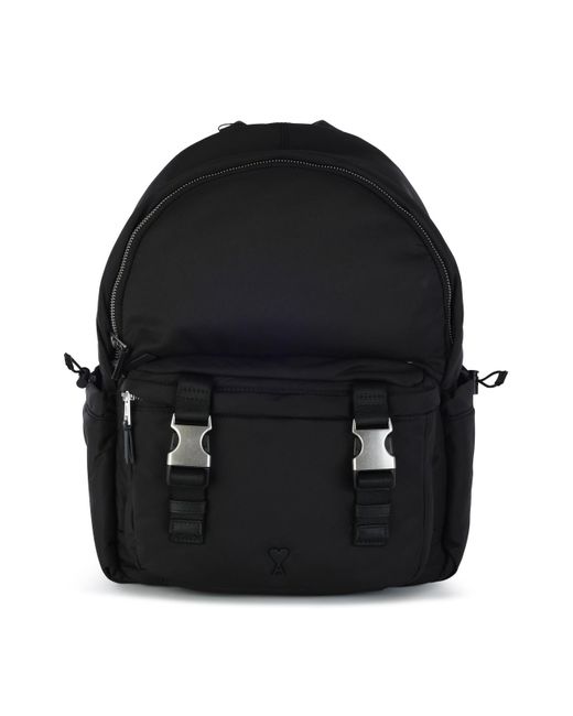 AMI Black Nylon Ami De Coeur Backpack for men