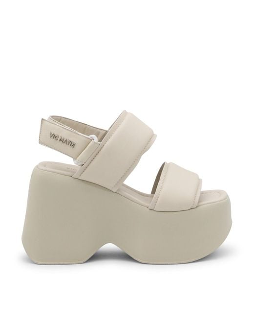 Vic Matié Gray White Leather Platfrom Sandals