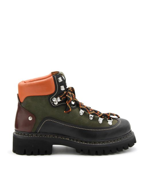 DSquared² Brown And Orange Leather Canadian Ankle Boots for men