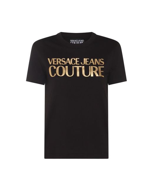 Versace Black And Gold-tone Cotton T-shirt
