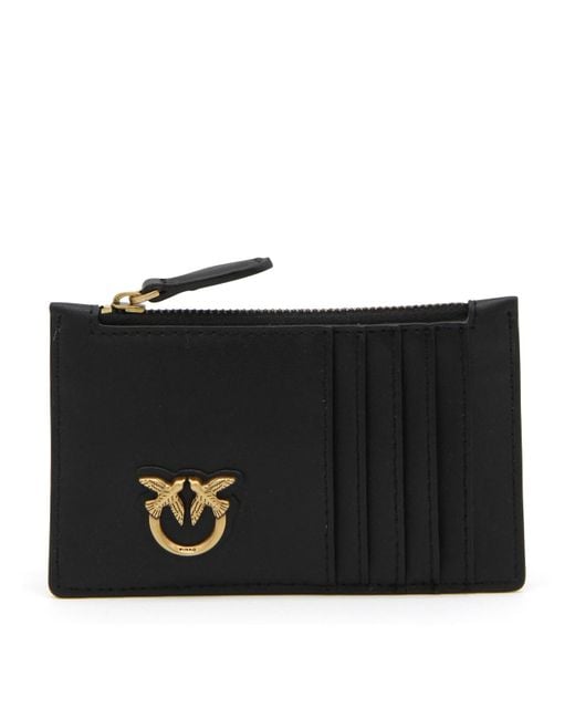 Pinko Black Leather Airone Card Holder