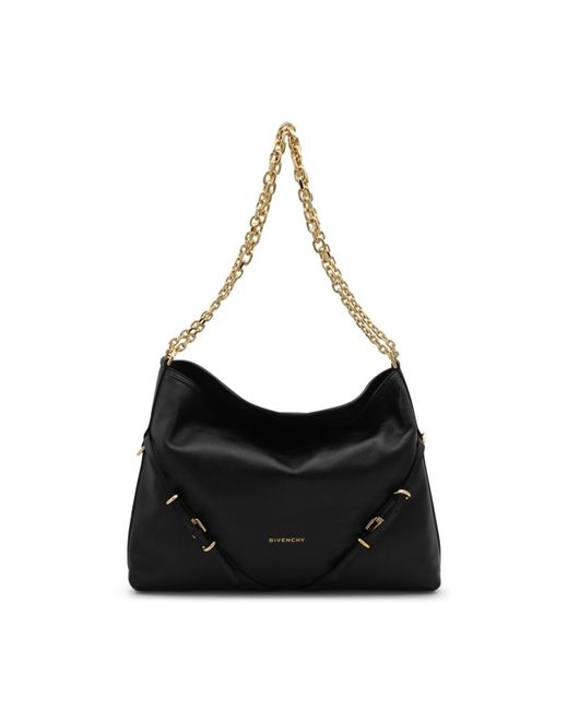 Givenchy Black Leather Medium Voyou Shoulder Bag