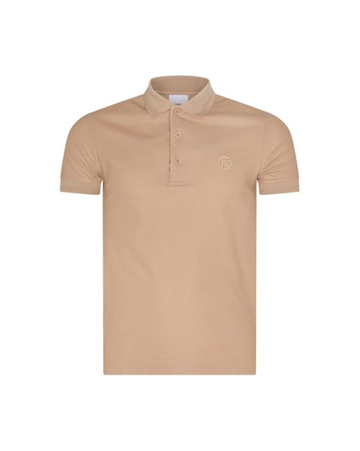 Burberry Natural Beige Cotton Polo Shirt for men