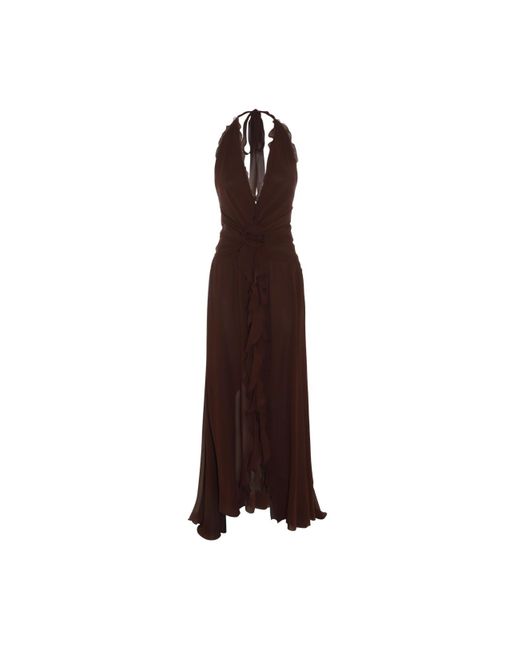Blumarine Brown Chocolate Silk Maxi Dress