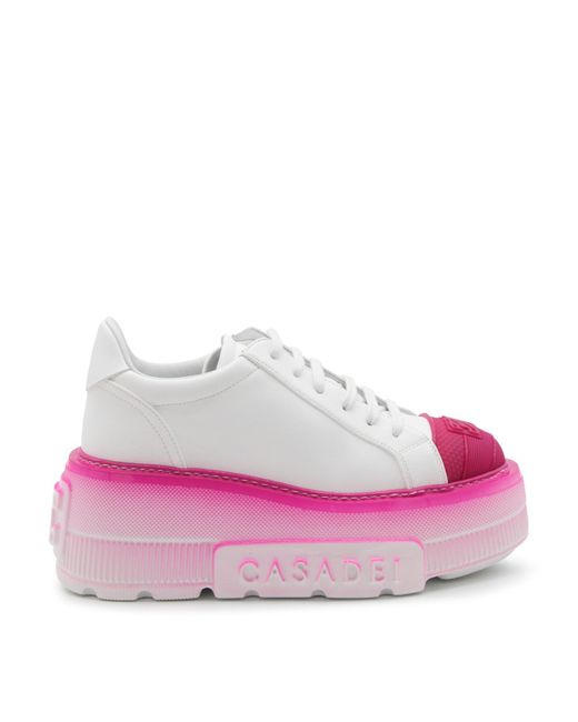 Casadei White And Pink Leather Sneakers | Lyst