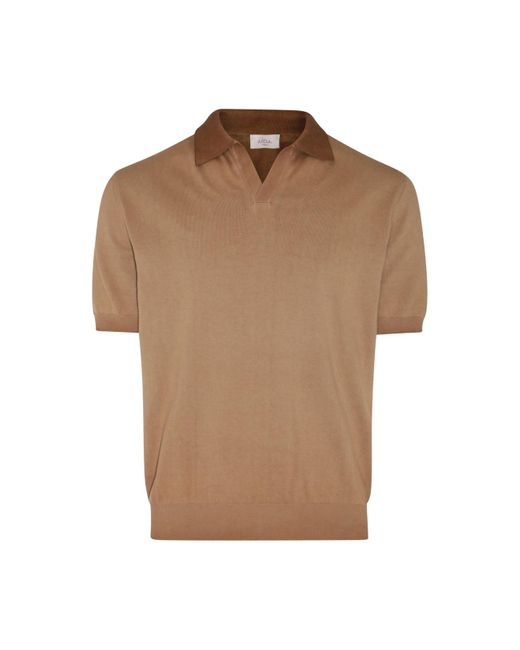 Altea Brown Camel Cotton Polo Shirt for men