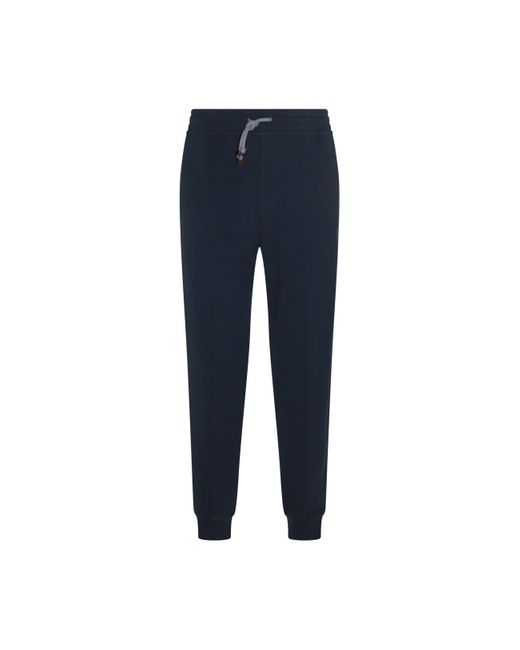 Brunello Cucinelli Blue Cotton Pants for men