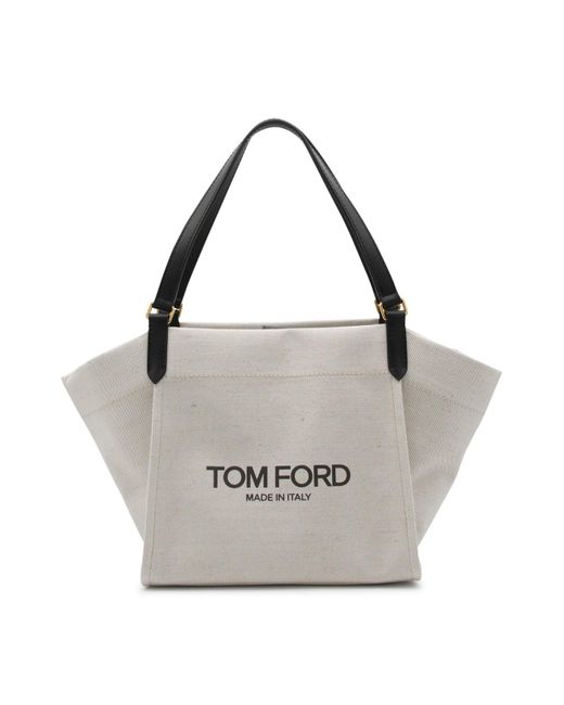 Tom Ford Gray Rope And Black Canvas And Leather Tote Bag