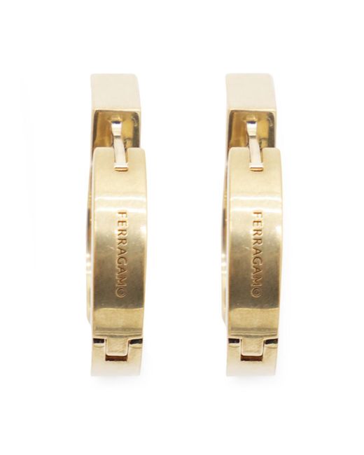 Ferragamo Metallic Gold Metal Logo Earrings