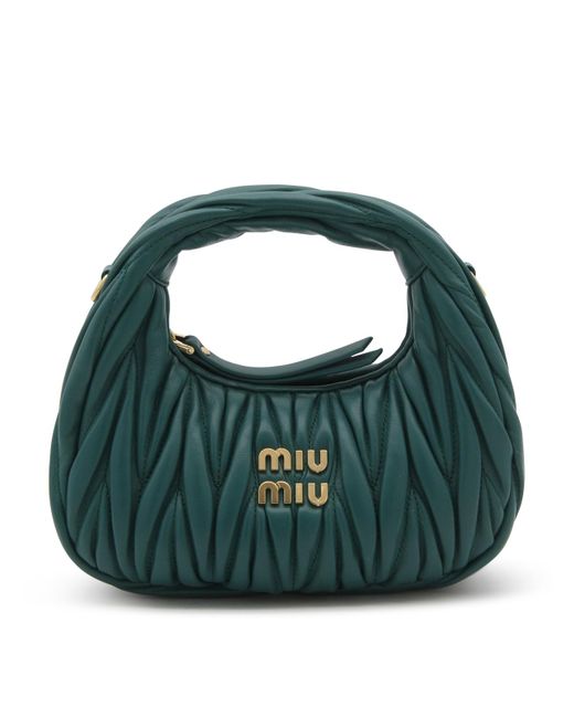 Miu Miu Green Leather Wander Hobo Shoulder Bag