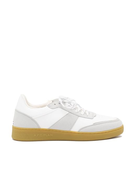 A.P.C. White Light Grey And Leather Sneakers for men