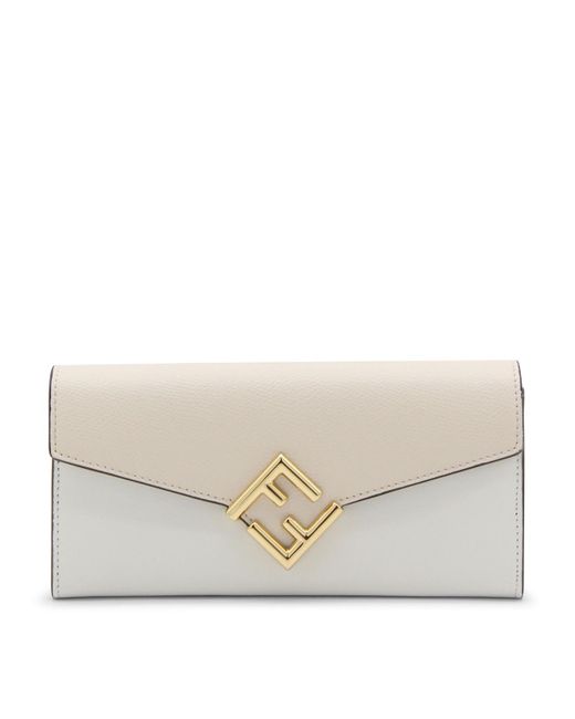 Fendi Natural Leather Continental F Wallet
