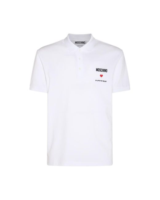 Moschino White Cotton Polo Shirt for men