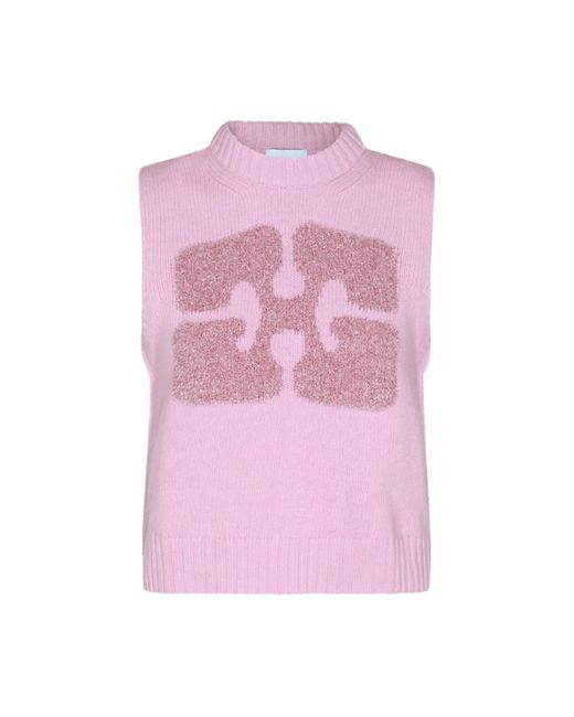 Ganni Pink Wool Knitwear