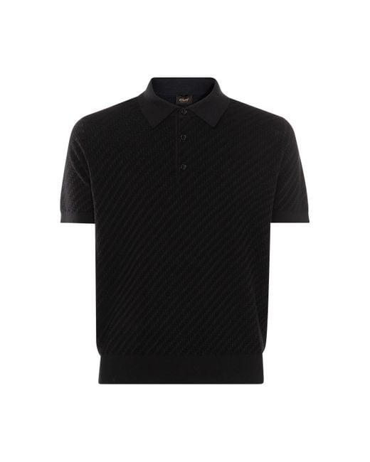 Brioni Black Blue Cotton Blend Polo Shirt for men