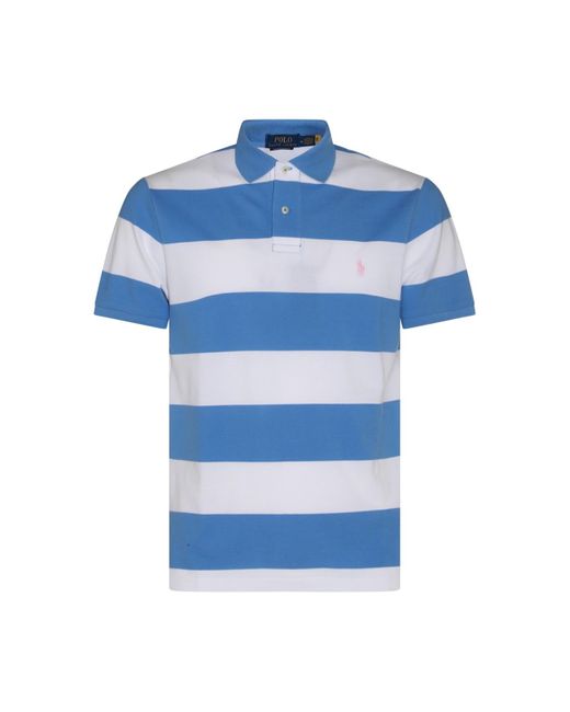 Polo Ralph Lauren Light Blue And White Cotton Polo Shirt for men