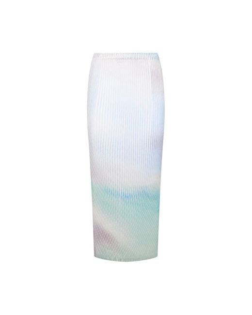 Issey Miyake White Multicolor Midi Skirt