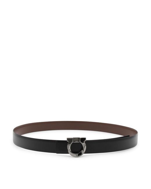 Ferragamo Black And Brown Leather Reversible Gancini Belt for men