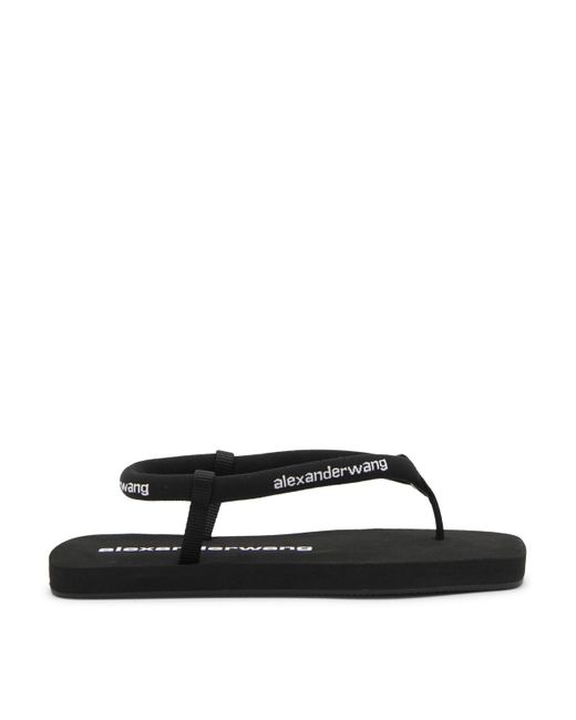 Alexander Wang Black Nylon Logo Flip Flops Sandals