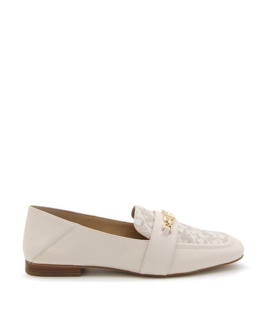 MICHAEL Michael Kors Natural Cream Leather And Canvas Tiffanie Loafers