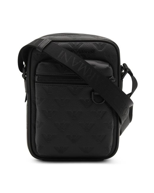 Emporio Armani Leather Logo Shoulder Bag in Black for Men Lyst