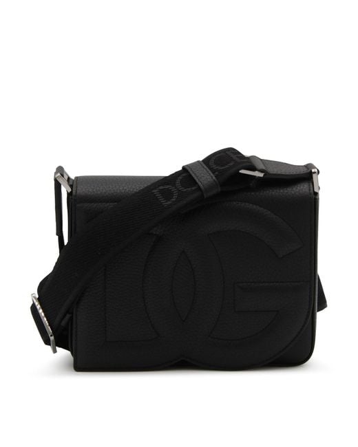 Dolce & Gabbana Black Leather Messenger Bag for men